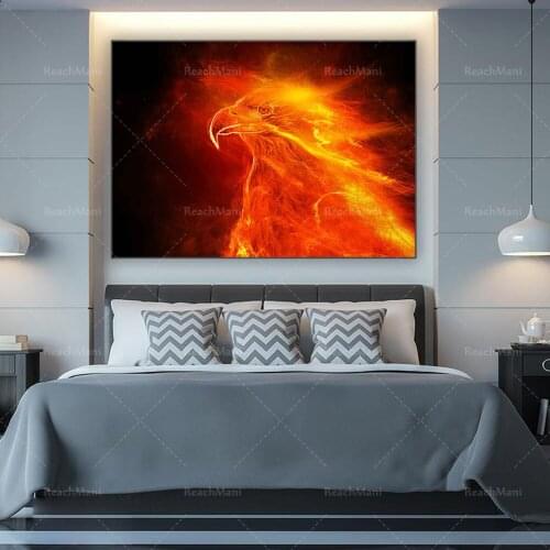 Eagle of Flame canvas print, animal canvas print, oversized canvas, room decoration, modern canvas art wall poster