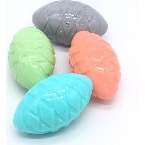 Pet Dog Chew Ball Toy Training Toy for Small Medium Large Dogs Natural Non-toxic Rubber Rubgby Style Puppy Molar Bite Sound Toys