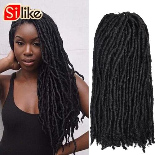 Silike Goddess Faux Locs Crochet Hair 18Inch Synthetic Dreadlock Braids Natural Pre looped Crotchet Braiding Hair Extensions