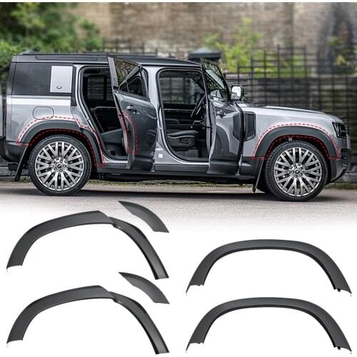 ABS for Land Rover Defender 110 2020-2021 SUV Off-road Car Fender Arch Protector Widen Wheel Eyebrow Black Car Accessories 6 Pcs