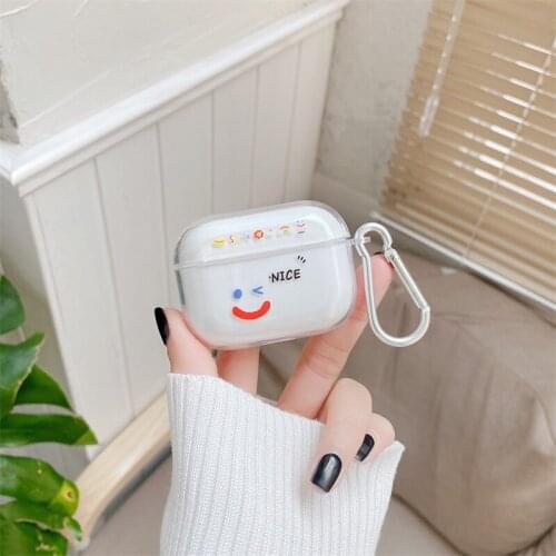 Korea Nice Smiley Clear Pouch Earphone Case For Airpods 1/2 Pro Charger Soft Body Protection