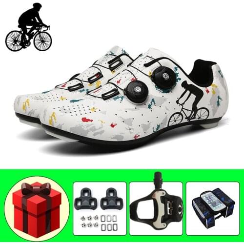 Cycling Shoes Add Pedals Men Road Bicycle Sneakers Bicicleta Triatlon Breathable Sapatilha Ciclismo Self-locking Bike Flat Shoes
