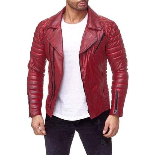 Spring And Autumn Fashion Solid Color Parka Mens Motorcycle Leather Jacket Biker Jacket for Men