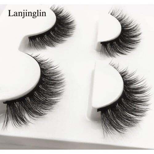 LANJINGLIN 3 Pairs handmade fake eye lashes makeup false eyelashes 3D mink lashes thick crossing strip eyelashes #3D-X08