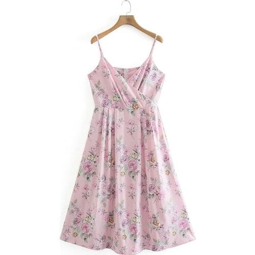 Summer ladies floral print dress mid-length suspender dress sexy charming cocktail party nightclub dress