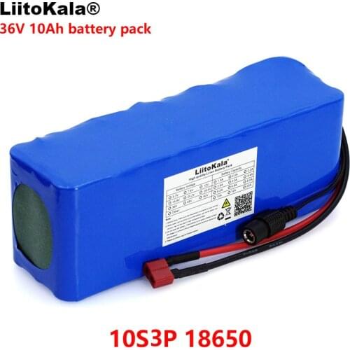 LiitoKala 36V 10000mAh 500W High Power 42V 18650 Lithium Battery Motorcycle Electric Car Bicycle Scooter with BMS