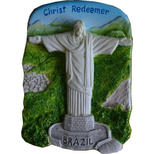 Brazil Christ The Redeemer Cold Porcelain Hand-Painted 3D Fridge Magnets World Travel Souvenirs Refrigerator Magnetic Sticker