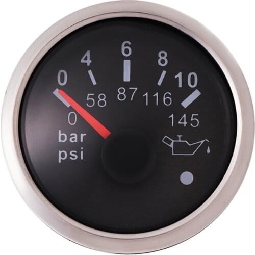 0-5 Bar / 0-10 Bar Oil Pressure Gauge 52MM Oil Pressure Indicator Sensor With alarm Red Backlight Fit For Marine Auto Motorcycle