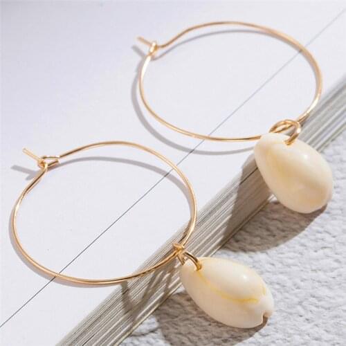 Minimalist Golden Round with Shell Dangle Drop Earrings for Women Female 2020 Trendy Engagement Wedding Jewelry Accessories Gift