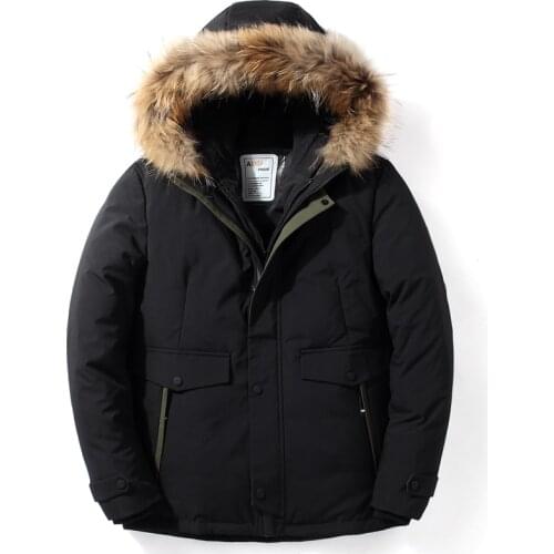 2019 New Men Down Jacket Casual Fur Collar Hooded Winter Parka Warm Short Down Jacket Coat High Quality 117