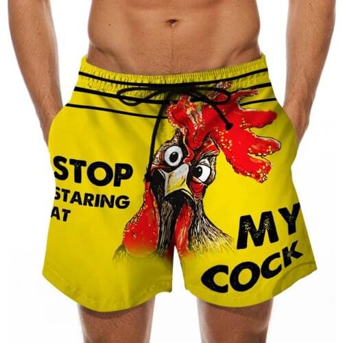 Mens Swimming Trunks Summer Cock Print Beer Festival Beach Shorts Cofortable Swimwear Men Quick-drying Breathable Swimwear Truk