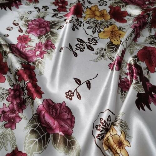 Soft Floral Chinese Vintage Flowers Satin Dress Fabric Tissue