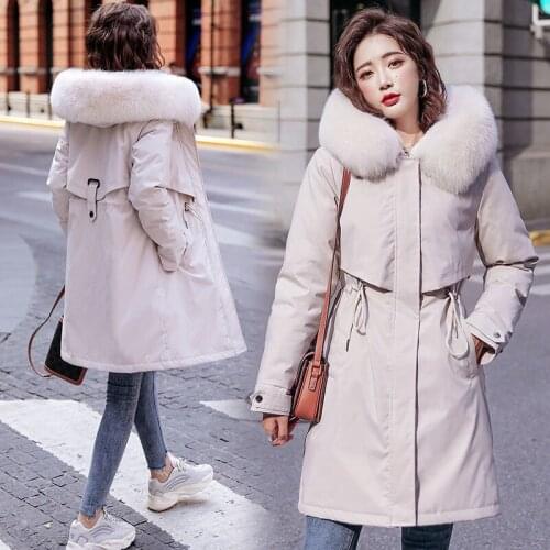 2021 New Thick Removable Fur Lining Long Parka Winter Jacket Womens Clothing Plus Size 5XL 6XL Cotton Warm Hooded Winter Coat