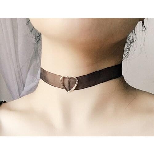 New Sale 2020 Fashion Black Pink Cloth Lace Love Heart Choker Necklaces For Woman Jewelry Bijoux Valentines Day Loves Gift