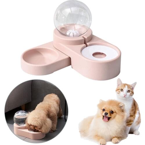 New Bubble Pet Double Bowls 1.8L Food Automatic Feeder Fountain Water Drink For Cat Dog Kitten Feeding Container миска для кошки