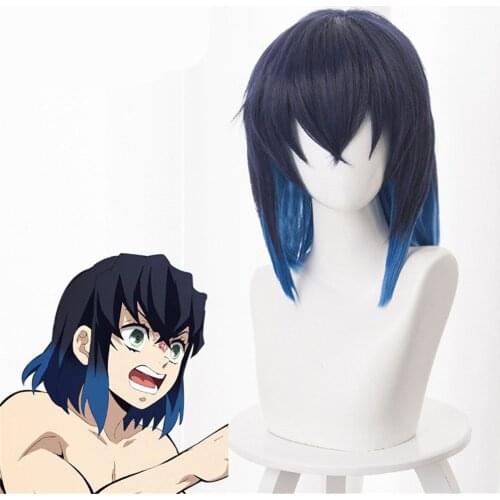 Anime Demon Slayer Kimetsu No Yaiba Hashibira Inosuke Cosplay Wig Heat Resistant Synthetic Hair+ Wig Cap