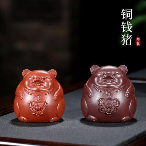 Furnishing articles GuYue hall yixing purple sand tea pets play kung fu tea accessories can raise plutus copper pig
