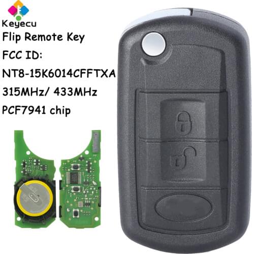 KEYECU Flip Remote Key With 3 Btns 315MHz/ 433MHz PCF7941 - FOB for Land Rover LR3 Range Rover Sport 2005-2009 NT8-15K6014CFFTXA
