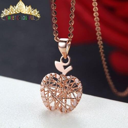 Christmas gift Jewelry Diamonds 18K gold Heart-shaped 18K Necklace