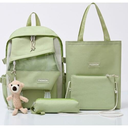 ABQP School Girl Backpack Bags Set 4 Pieces Multifunction Travel Working Womens Laptop Backpack Oxford Backpacks For Girls