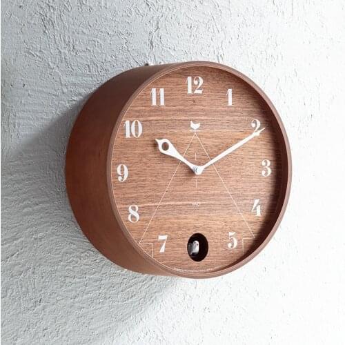 Nordic Cuckoo Wall Clock Wood Modern Luxury Expensive Round Silent Quartz Loft Style Minimalist 3D Watch Duvar Saati Birds Timer