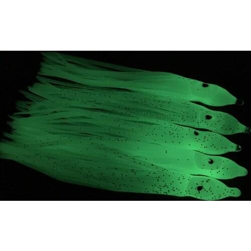 5pcs Octopus Glow Rubber Artificial Bait 5cm/7cm/10cm/12cm Squid Skirts Luminous Soft Lure Night Fishing Lure Tuna Sailfish Bait