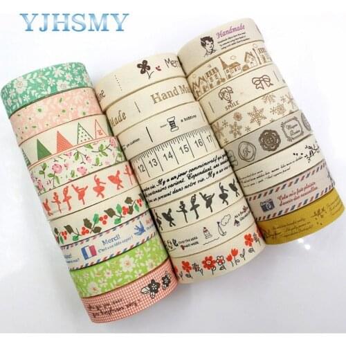 YJHSMY G-18208-33,16 mm 5 Yards Cartoon cotton cloth Ribbons Thermal transfer Printed Wedding Accessories DIY handmade Material