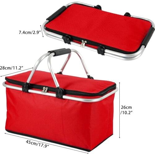 High-capacity Folding Picnic Camping Bags Insulated Cooler Cool Hamper Storage Basket Bag Box Outdoor Picnic Bags storage basket