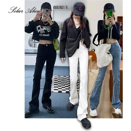 Free Shipping 2021 Womens Fall/Winter New Style Tall Tiny Flared Jeans High Waist Stretch Casual Pants