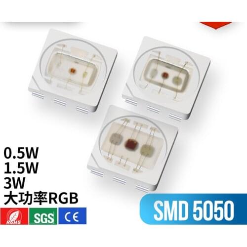 1000pcs/lot 0.5w 1.5W 3W 9W High Power 5050 RGB Lamp Beads Full Color RGB