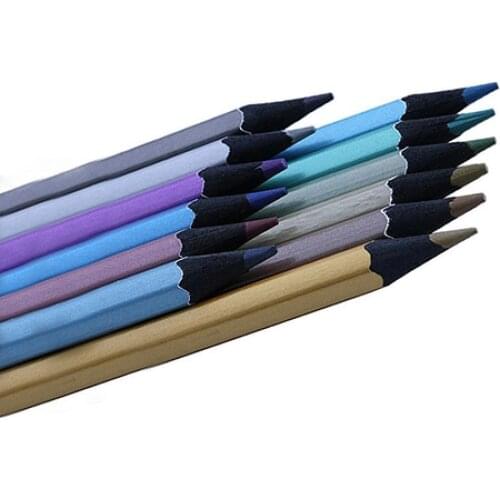 12 Colors/set Metallic Wood Drawing Pencils Painting Sketching Pens Kids Gifts