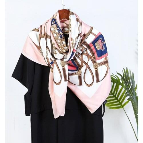 130*130cm TOP Silk Keychain luxurious Scarves Women Foulard Square Hijab Scarf Ladies Shawl wrap muffler pareo female hijab