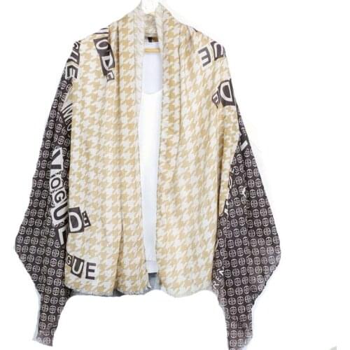 2021 Fashion Newest Houndstooth Cotton Viscose Printed Scarf Shawls Wraps Hijabs 2Colors 10pcs/lot