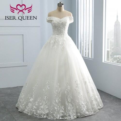 Sequined Peals Beading Lace Fantastic Embroidery Ivory Ball Gown Cap Sleeve White Vestidos De Novia Wedding Dresses WX0109-A749