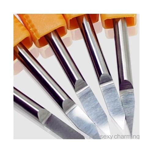 Free Shipping, high 5pcs/lot 4*30*0.3mm Flat Bottom Cutting Tool Bits, V Shape Carbide Engraving Tools for aluminium, brass etc
