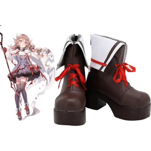 Arknights Eyjafjalla Cosplay Boots Brown High Heel Shoes Custom Made