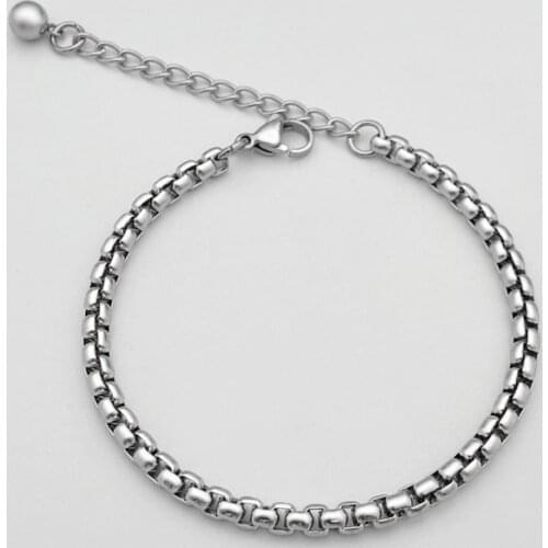 Stainless steel square pearl bracelet mens and womens titanium steel bracelet new all-match jewelry