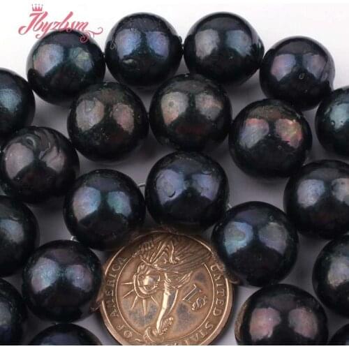 10-11 ,15-16mm Black Nearround Freshwater Pearl For DIY Necklace Bracelet Jewelry Making Loose Beads 15" Free Shipping Wholesale