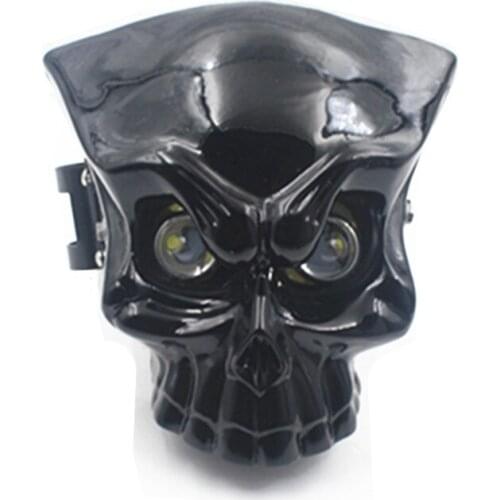 Motorcycle Skull Head Light Headlight Lamp With 42-46mm Fork Mount Bracket For Honda Kawasaki Yamaha R1 R6
