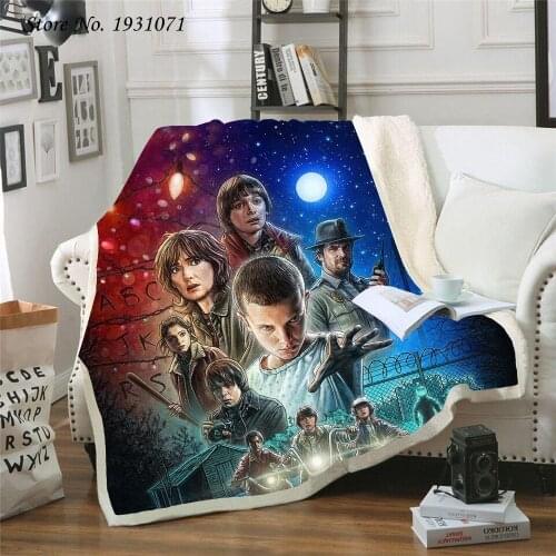 Stranger Things 3D Printed Fleece Blanket for Beds Thick Quilt Fashion Bedspread Sherpa Throw Blanket Adults Kids 04