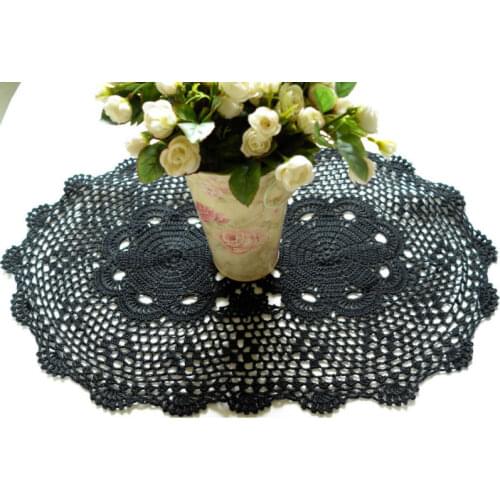 Gothic Table Runner Black Crochet Lace Tablecloth Placemats oval 16*24 inches (40*60cm)