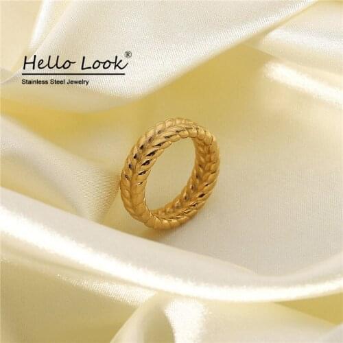 HelloLook Wheat Rings for Women Stainless Steel Punk Stackable Ring Finger Jewelry Size 6# 7# 8# New Design