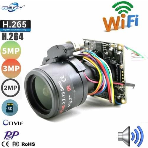 Camhi 5MP 3MP 2MP 5X Zoom 2.7-13.5MM Lens Wifi IP Camera Module PTZ CCTV Security Board Wireless AP Onvif Audio TF Card Slot