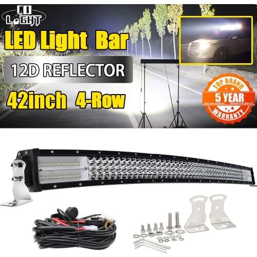 CO LIGHT Curved 42" 74400LM Led Light Bar 4x4 12D 4-Row Spot Flood Combo Beam Offroad Led Work Light for Tractor ATV SUV 12V 24V