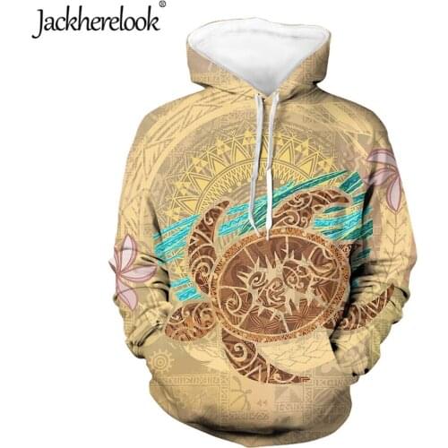 Jackherelook Women Autumn Loose Long Pullover Hoodie Polynesian Tribal Hawaii Turtle Hibiscus Brand Design Oversize Sweatshirts