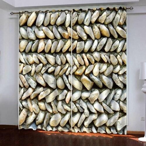 Beautiful Photo Fashion Customized 3D Curtains Stone wall Modern Home Decoration Living Room Curtains 3d