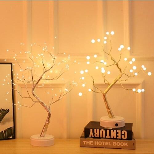 Creative Tree Night Light LED USB Copper Wire Portable LED Night Light Decoration Base Touch Switch Party Colorful Home