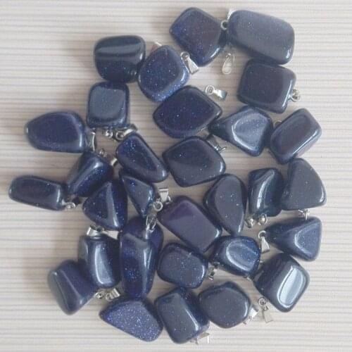 2017 Fashion hot sell blue sand stones irregular shape charms pendants fit necklace making 50pcs/lot wholesale Free shipping