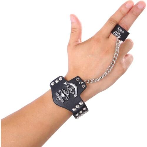 MOSU Hot Cosplay One Piece black leather bracelets fashion Anime Punk bracelet&bangle fashion gifts