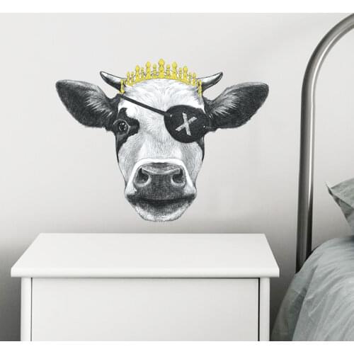 Cartoon Sketch Pirate Bull Head Wall Stickers for Living room Refrigerator Decor Vinyl PVC Decal Art Murals for Home Decoration